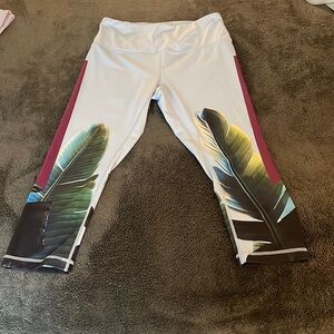 Zella High Waisted, Crop Leggings, size L, purple with pattern